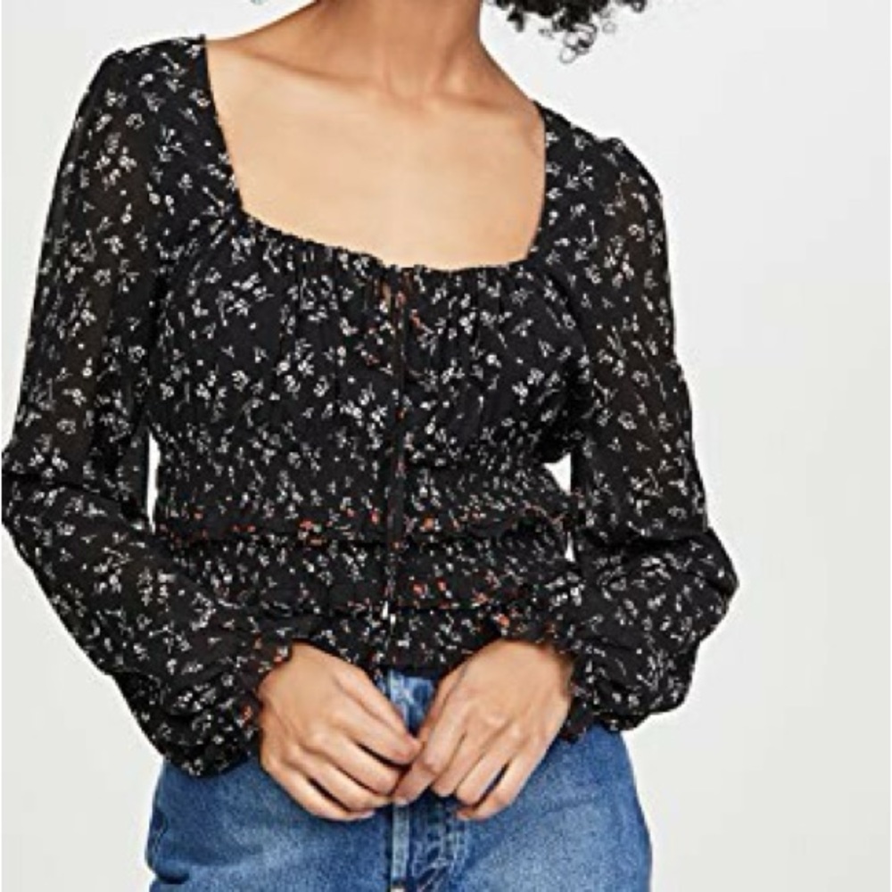Free People floral long sleeve top